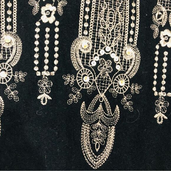 Vintage Joy London Skirt 100% Wool Embroidered Sequins Full Lining - Picture 3 of 11